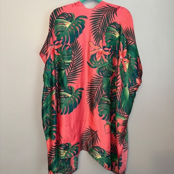 EUC Anthropologie Do Everything In Love Coral Palm Kimono Duster OSFM - Picture 5 of 7